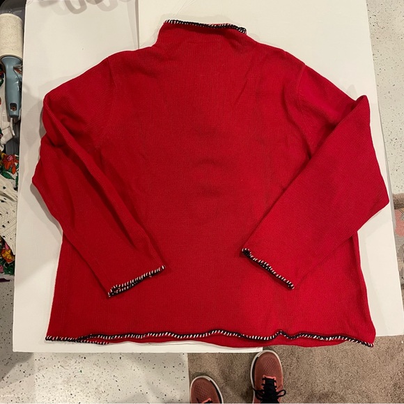 4th of July 90’s-y2k Red 1/4 zip chunky nautical kangaroo pocket sweater ‘Merica - Picture 3 of 8